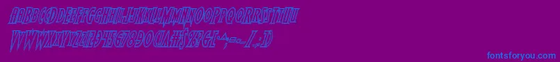 フォントWolfsbane2engraveital – 紫色の背景に青い文字