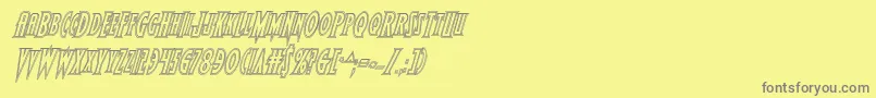 フォントWolfsbane2engraveital – 黄色の背景に灰色の文字