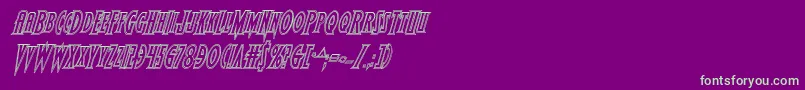フォントWolfsbane2engraveital – 紫の背景に緑のフォント