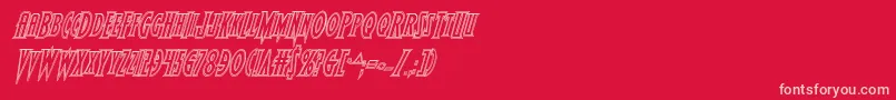 フォントWolfsbane2engraveital – 赤い背景にピンクのフォント