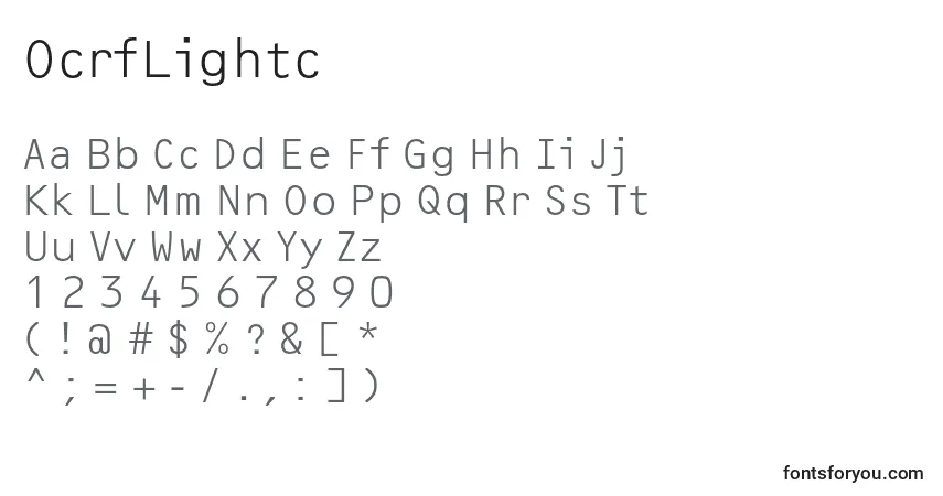 Fuente OcrfLightc - alfabeto, números, caracteres especiales