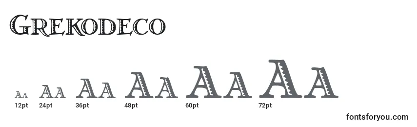 Размеры шрифта Grekodeco