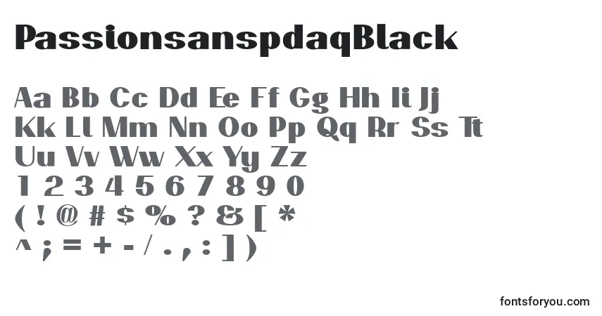 Шрифт PassionsanspdaqBlack – алфавит, цифры, специальные символы