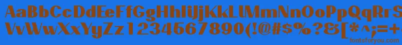 フォントPassionsanspdaqBlack – 茶色の文字が青い背景にあります。