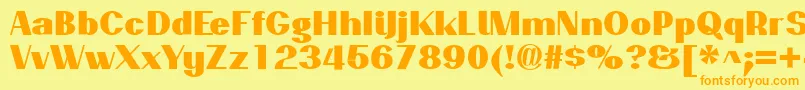 フォントPassionsanspdaqBlack – オレンジの文字が黄色の背景にあります。