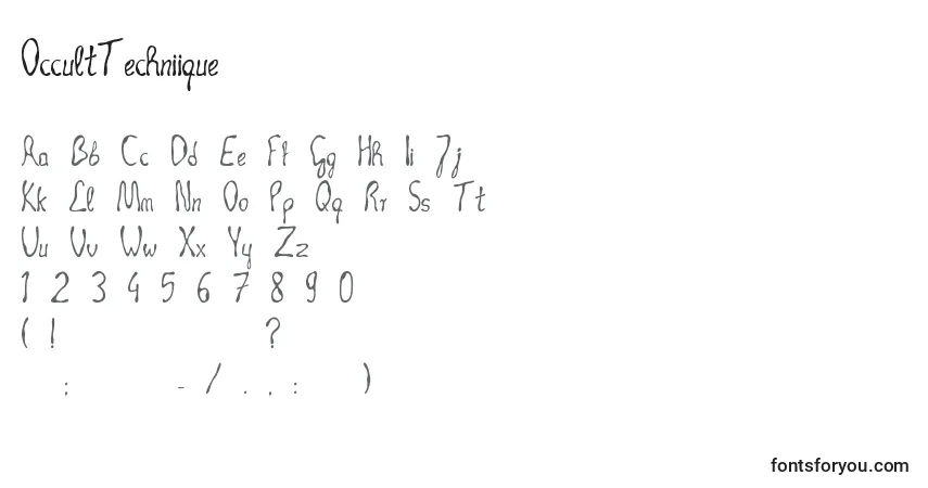 Czcionka OccultTechniique – alfabet, cyfry, specjalne znaki