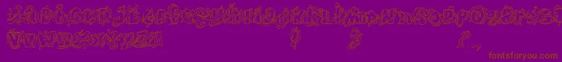 TheWorms-Schriftart – Braune Schriften auf violettem Hintergrund