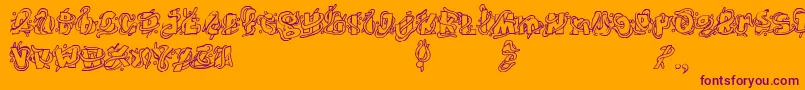 TheWorms-Schriftart – Violette Schriften auf orangefarbenem Hintergrund