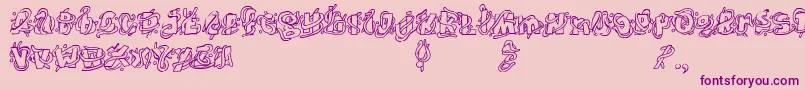 TheWorms-Schriftart – Violette Schriften auf rosa Hintergrund