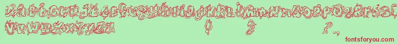 フォントTheWorms – 赤い文字の緑の背景
