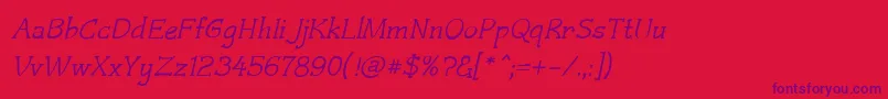 Czaristiteboldoblique Font – Purple Fonts on Red Background