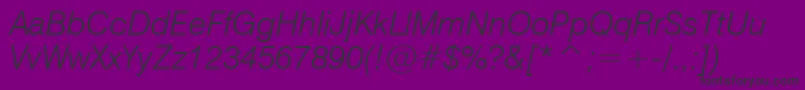 Swiss721LightItalicBt-fontti – mustat fontit violetilla taustalla