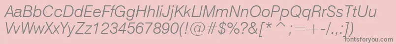 Swiss721LightItalicBt-Schriftart – Graue Schriften auf rosa Hintergrund