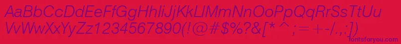 Swiss721LightItalicBt Font – Purple Fonts on Red Background