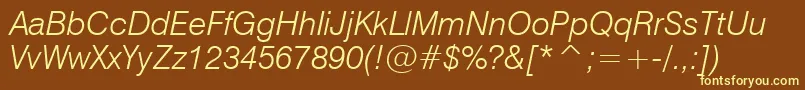 Swiss721LightItalicBt Font – Yellow Fonts on Brown Background