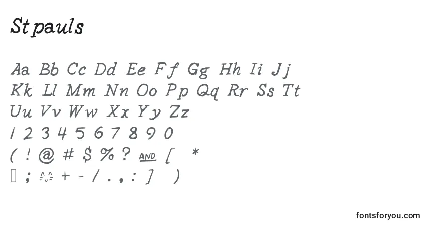 Шрифт Stpauls – алфавит, цифры, специальные символы