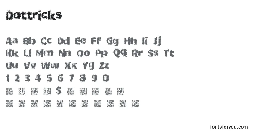 A fonte Dottricks – alfabeto, números, caracteres especiais