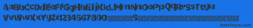 Dottricks-Schriftart – Schwarze Schriften auf blauem Hintergrund