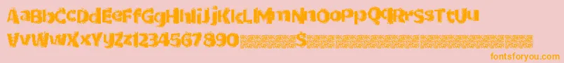 Dottricks-Schriftart – Orangefarbene Schriften auf rosa Hintergrund