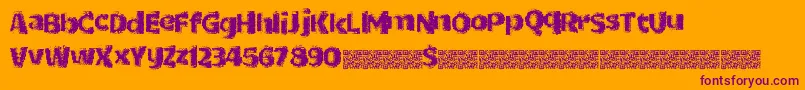 Dottricks-Schriftart – Violette Schriften auf orangefarbenem Hintergrund