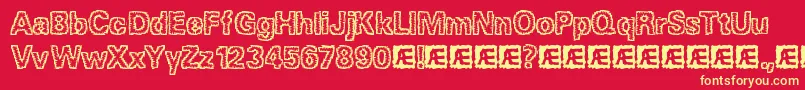 JaggedBrk-fontti – keltaiset fontit punaisella taustalla