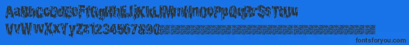 Cheaphorror-Schriftart – Schwarze Schriften auf blauem Hintergrund