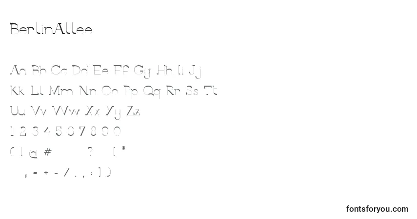 Czcionka BerlinAllee – alfabet, cyfry, specjalne znaki