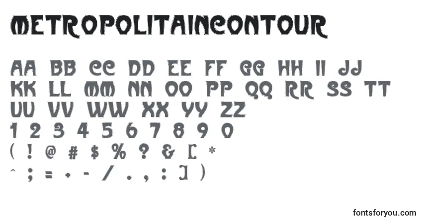 Metropolitaincontour-fontti – aakkoset, numerot, erikoismerkit