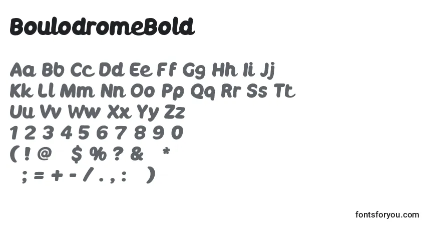 Czcionka BoulodromeBold – alfabet, cyfry, specjalne znaki