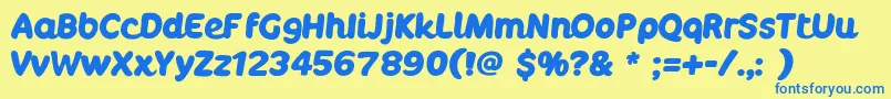 フォントBoulodromeBold – 青い文字が黄色の背景にあります。