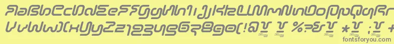 SonicEmpireItalic-fontti – harmaat kirjasimet keltaisella taustalla