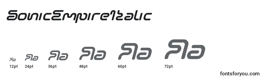 SonicEmpireItalic Font Sizes