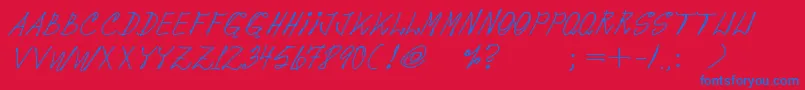 Pops08Regular-Schriftart – Blaue Schriften auf rotem Hintergrund