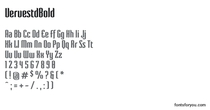 A fonte VervestdBold – alfabeto, números, caracteres especiais