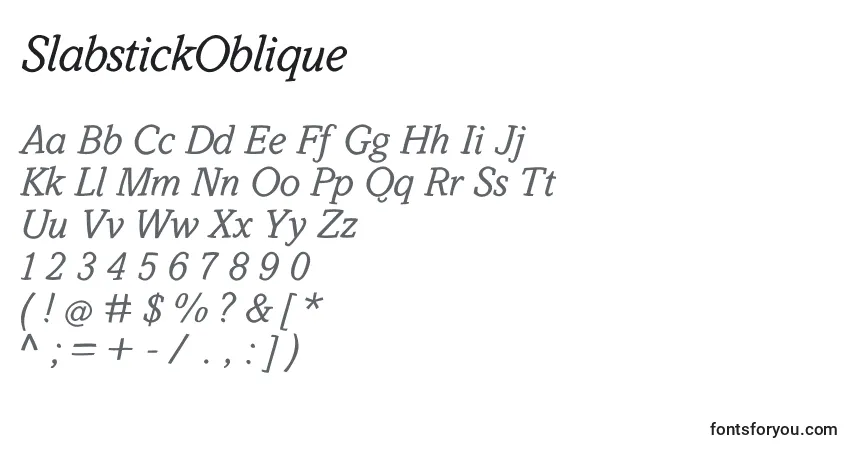 A fonte SlabstickOblique – alfabeto, números, caracteres especiais