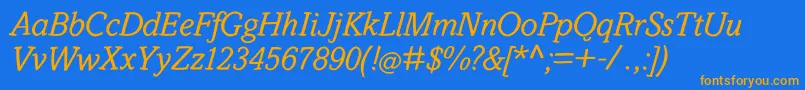 SlabstickOblique-Schriftart – Orangefarbene Schriften auf blauem Hintergrund