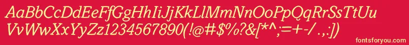 SlabstickOblique-fontti – keltaiset fontit punaisella taustalla