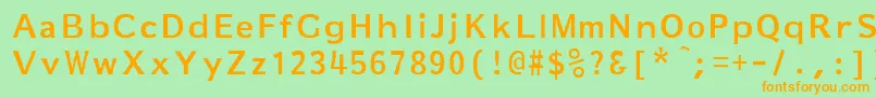 フォントMarkeBold – オレンジの文字が緑の背景にあります。