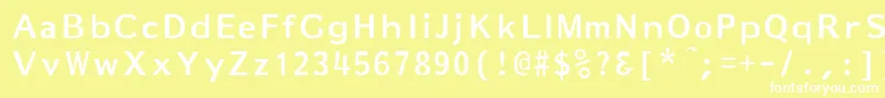 MarkeBold-Schriftart – Weiße Schriften auf gelbem Hintergrund