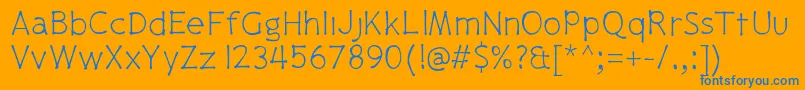 フォントPajamapantslight – オレンジの背景に青い文字