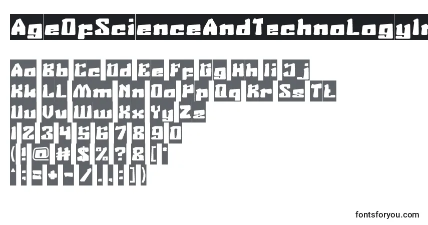 Fuente AgeOfScienceAndTechnologyInverse - alfabeto, números, caracteres especiales