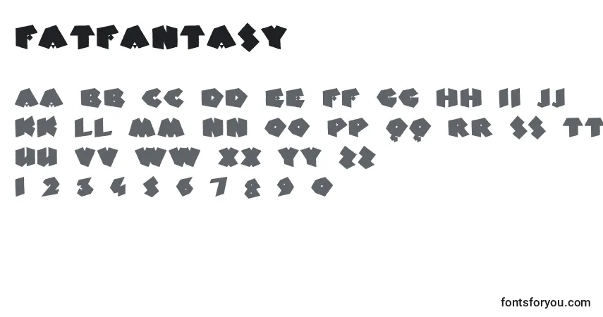 Schriftart FatFantasy (109905) – Alphabet, Zahlen, spezielle Symbole