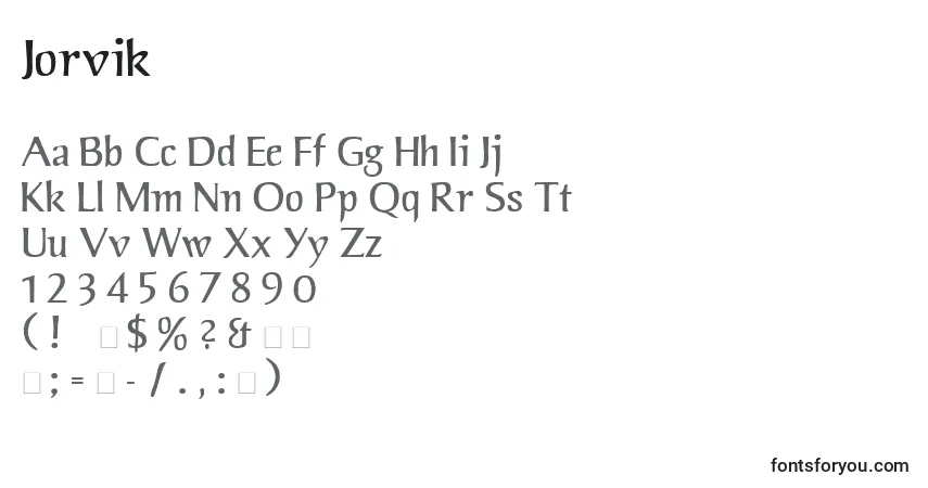 Czcionka Jorvik – alfabet, cyfry, specjalne znaki
