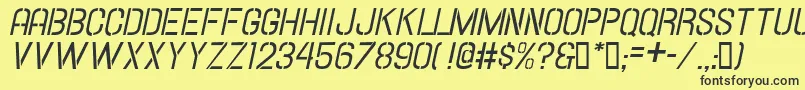 Hallandalestencilitalic Font – Black Fonts on Yellow Background