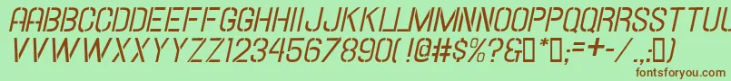 Fonte Hallandalestencilitalic – fontes marrons em um fundo verde