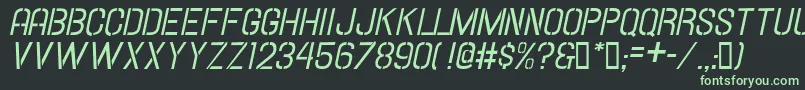 Hallandalestencilitalic Font – Green Fonts on Black Background