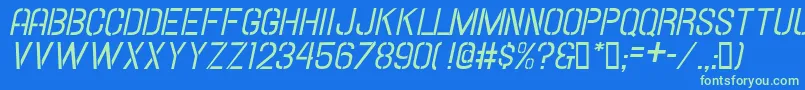 Hallandalestencilitalic Font – Green Fonts on Blue Background