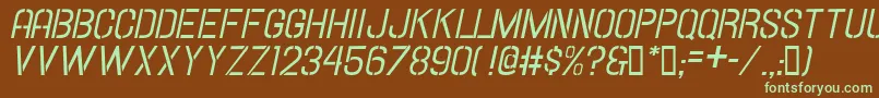 Шрифт Hallandalestencilitalic – зелёные шрифты на коричневом фоне