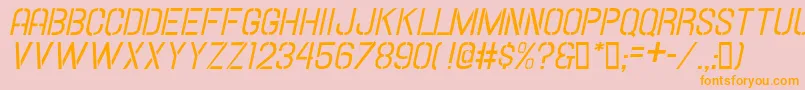 Fonte Hallandalestencilitalic – fontes laranjas em um fundo rosa