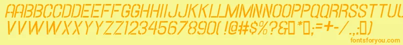 Fonte Hallandalestencilitalic – fontes laranjas em um fundo amarelo